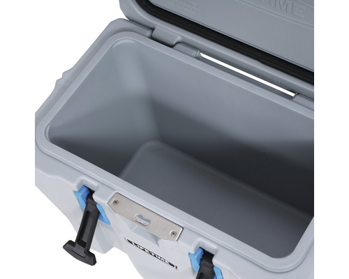 Geopende koelbox voor het bewaren van eten en drinken