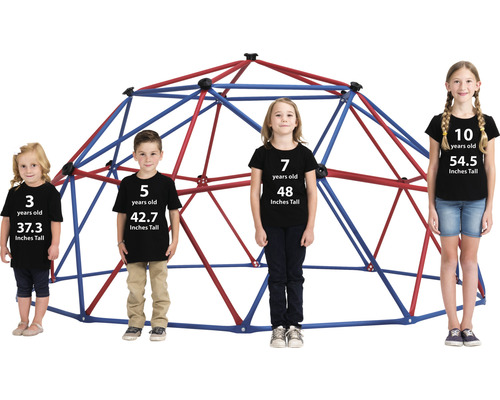 Klimkoepel met vier kinderen van verschillende lengtes
