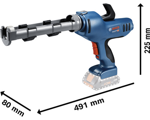 Bosch Professional accukitpistool met afmetingen