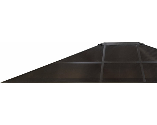 Detail van een paviljoendak met ingelijste panelen