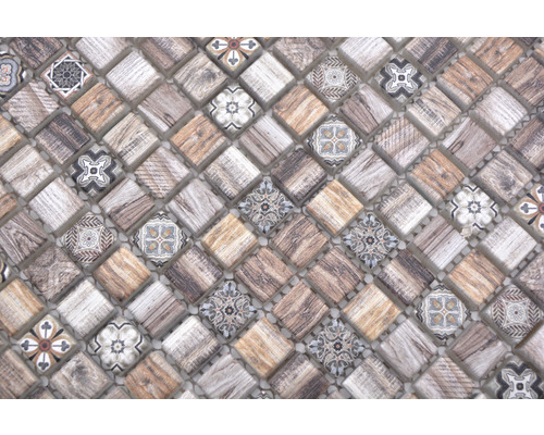 Mozaïektegel met houtlook en patroon