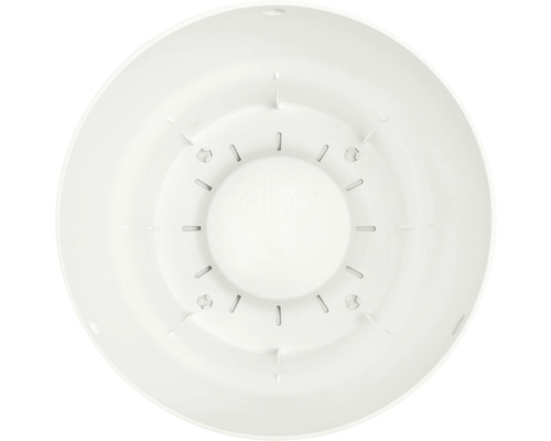 Binnenaanzicht van een ronde kunststof bloempot onderschotel