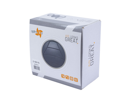 Verpakking van een Optima Air ventiel met een diameter van 100 millimeter