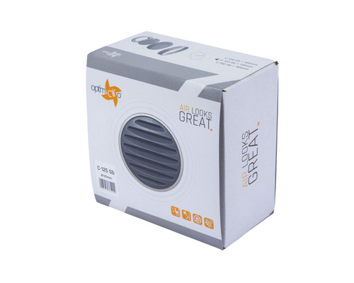 Verpakkingsafbeelding van een Optima ventilatierooster C-125 Sb met een diameter van 125 millimeter