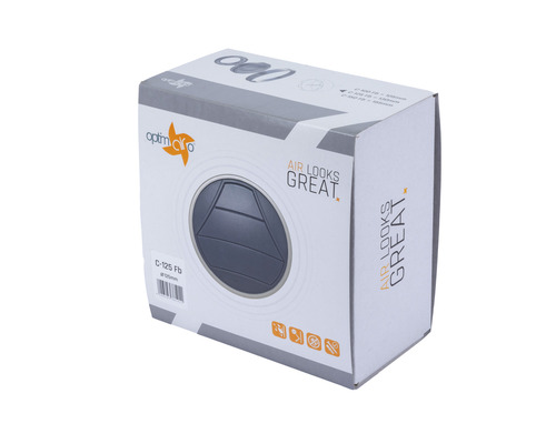 Verpakking van een Optima ventilatiekap met een diameter van 125 millimeter