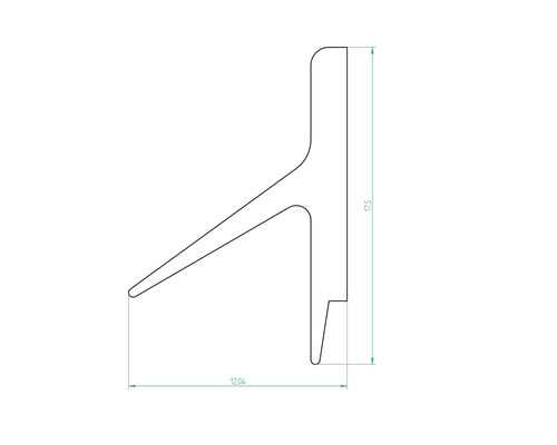 Technische tekening van een afdichtprofiel met maataanduidingen