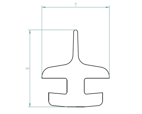Afmetingen van een afdichtingsprofiel: 7 bij 8 centimeter