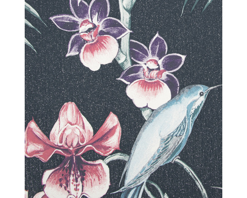 Behang met bloemen- en vogelmotief