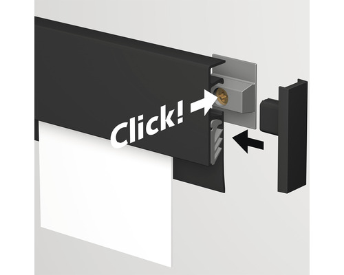 Illustratie van een klikmechanisme voor deurdichtingen voor eenvoudige montage