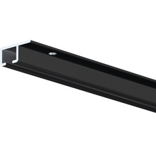 Zwarte aluminium rail met groef voor bevestiging