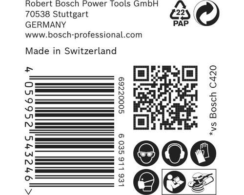 Informatie over Robert Bosch Power Tools GmbH, barcode, QR-code en veiligheidsinstructies