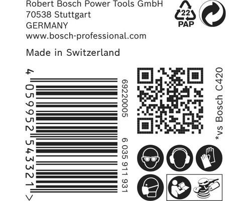 Informatie over Robert Bosch Power Tools GmbH, streepjescode, QR-code en veiligheidsinstructies