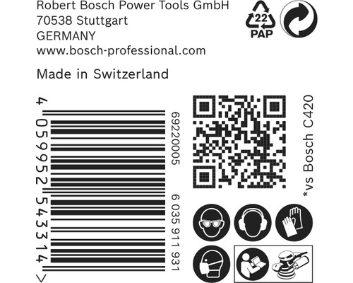 Productverpakking met informatie over fabrikant, barcode, QR-code en veiligheidsmaatregelen