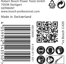 Informatie over Robert Bosch Power Tools, streepjescode, QR-code, papieren verpakkingssymbool, symbolen voor verplichte beschermingsmiddelen en gereedschapssymbool