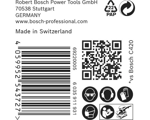 Robert Bosch Power Tools GmbH bedrijfsinformatie, barcode en veiligheidsinstructies