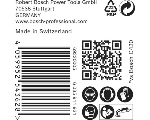 Informatie over Robert Bosch Power Tools GmbH, barcode, QR-code en veiligheidsinstructies
