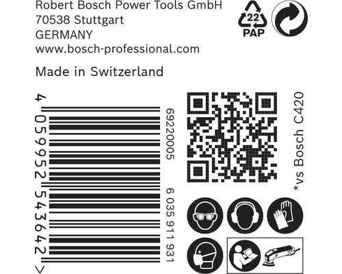 Informatie over Robert Bosch Power Tools GmbH, barcode, QR-code en veiligheidsinstructies
