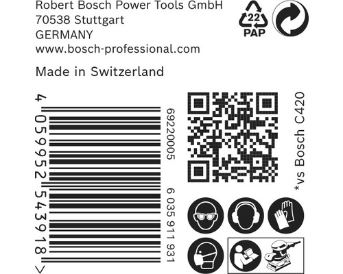 Informatie over Robert Bosch Power Tools GmbH, streepjescode, QR-code en veiligheidsinstructies