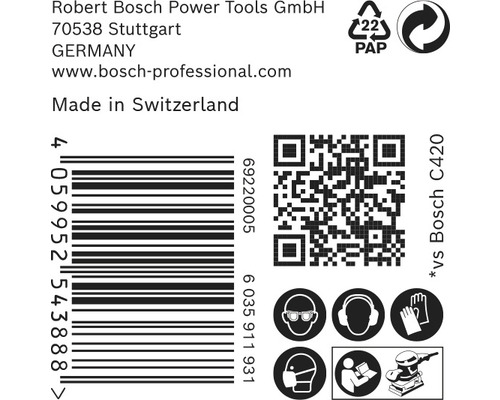 Informatie over Robert Bosch Power Tools GmbH, streepjescode, QR-code en veiligheidsinstructies