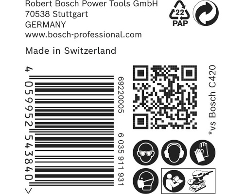 Informatie over Robert Bosch Power Tools GmbH, barcode, QR-code en veiligheidsinstructies