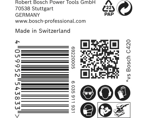 Informatie over Robert Bosch Power Tools GmbH, barcode, QR-code en veiligheidsinstructies