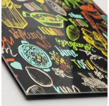 Decoratieve plaat met voedselmotieven en belettering