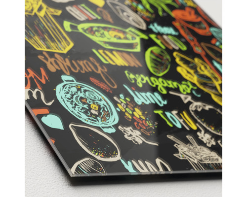 Decoratieve plaat met voedselmotieven en belettering