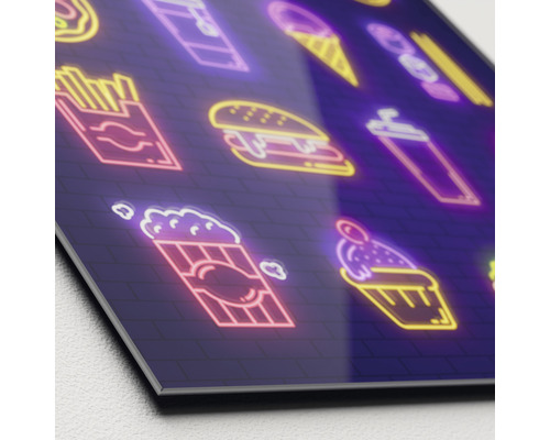 Decoratieve afbeelding met neon fastfoodmotieven