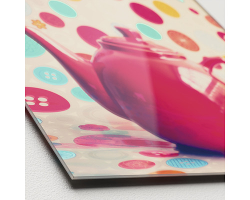 Acrylglas schilderij met theepot en knopen motief