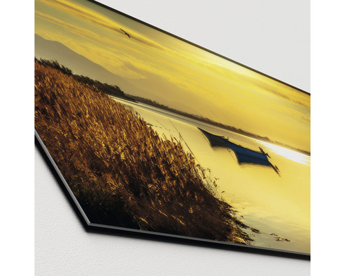 Decoratie afbeelding met meer, boot en riet