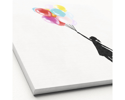 Decoratief canvas met meisjessilhouet en gekleurde ballonnen