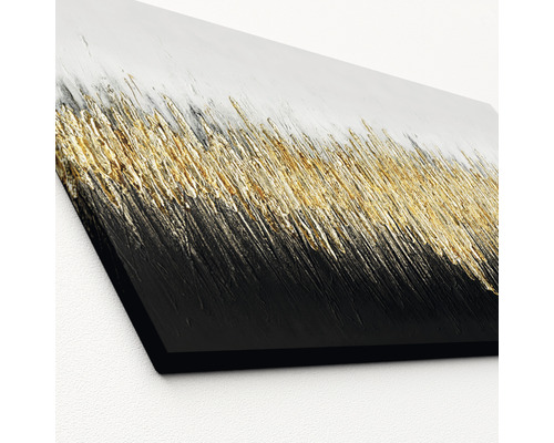 Abstract schilderij in goud, zwart en wit als wanddecoratie