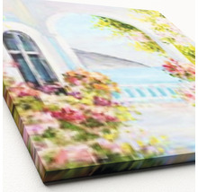 Geschilderde muurdecoratie met bloemen op canvas