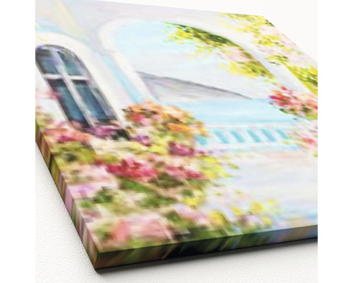 Geschilderde muurdecoratie met bloemen op canvas