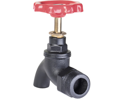 Hoekkraan met rode handgreep voor waterleidingen