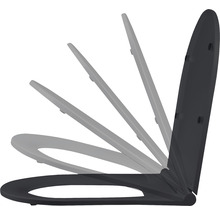 Toiletbril weergegeven in verschillende openingshoeken