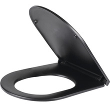 Zwarte toiletbril met open deksel