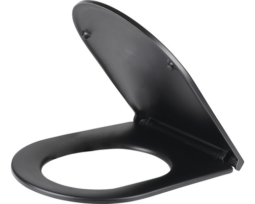Zwarte toiletbril met open deksel