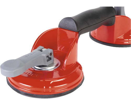 Dubbele zuignap met hefboommechanisme voor glas- en tegelmontage