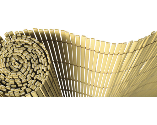 KONSTA PVC Rolscherm bamboe look kunststof crème, 3 m x 90 cm Bamboe mat, opgerold en gedeeltelijk uitgerold