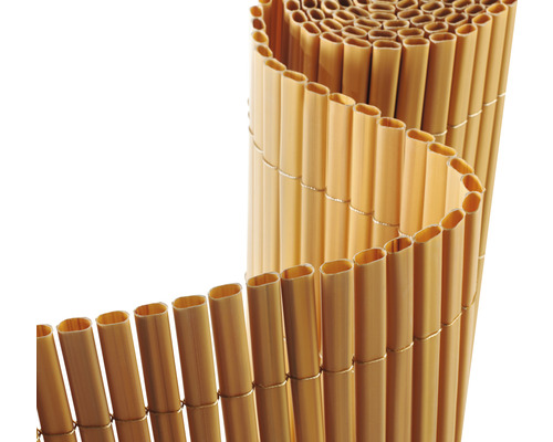 KONSTA PVC Rolscherm bamboe look kunststof crème, 3m x 150 cm Bamboe tuinafscheiding opgerold