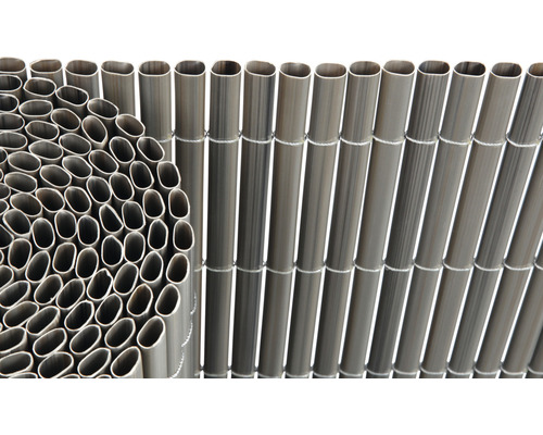 KONSTA PVC Rolscherm kunststof grijs met structuur, 3 m x 90 cm Metalen hekwerk met ovale stijlen