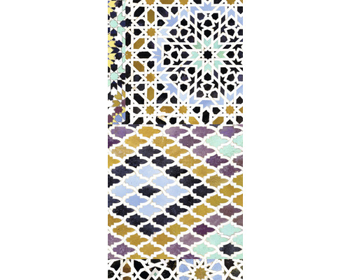 Detailopname van mozaïektegels met geometrische patronen