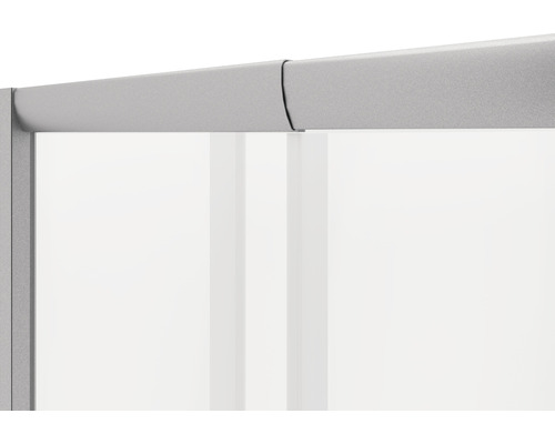 Detailweergave van een zilverkleurig aluminium frame met witte vulling