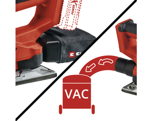 Einhell logo en stofzuigeraansluitingssymbool voor schuurmachines