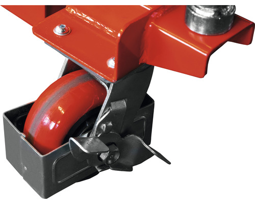 Detailopname van een domkraft met wiel