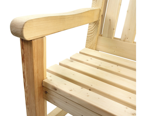 Detailweergave van een houten tuinbank