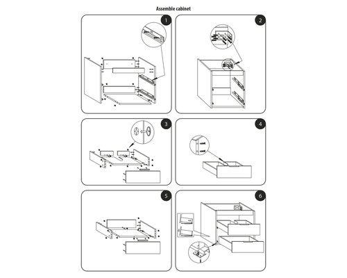Afbeelding van de montage-instructies voor een kast met laden