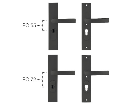 Zwarte deurklinkstellen met verschillende PC-afmetingen beschikbaar.
