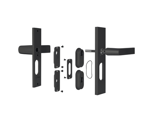 Deurbeslag met lang schild en montageaccessoires